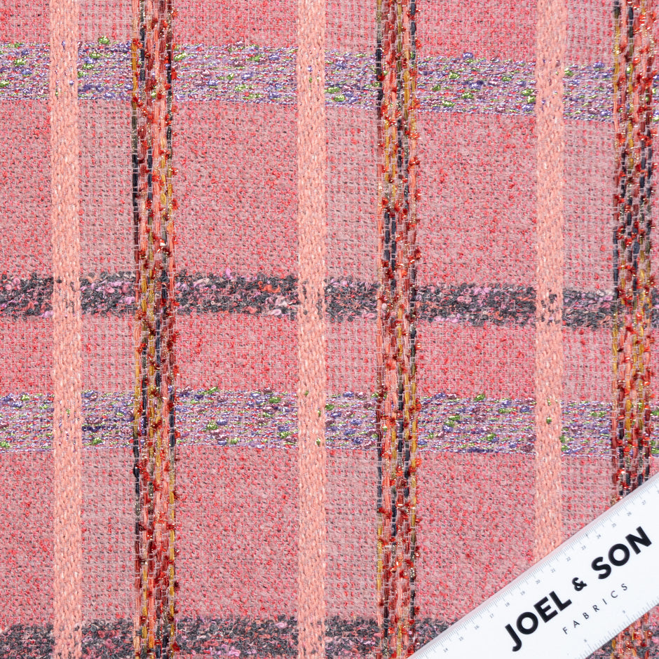 Metallic Checkered Pink Mixed Fibre Bouclé