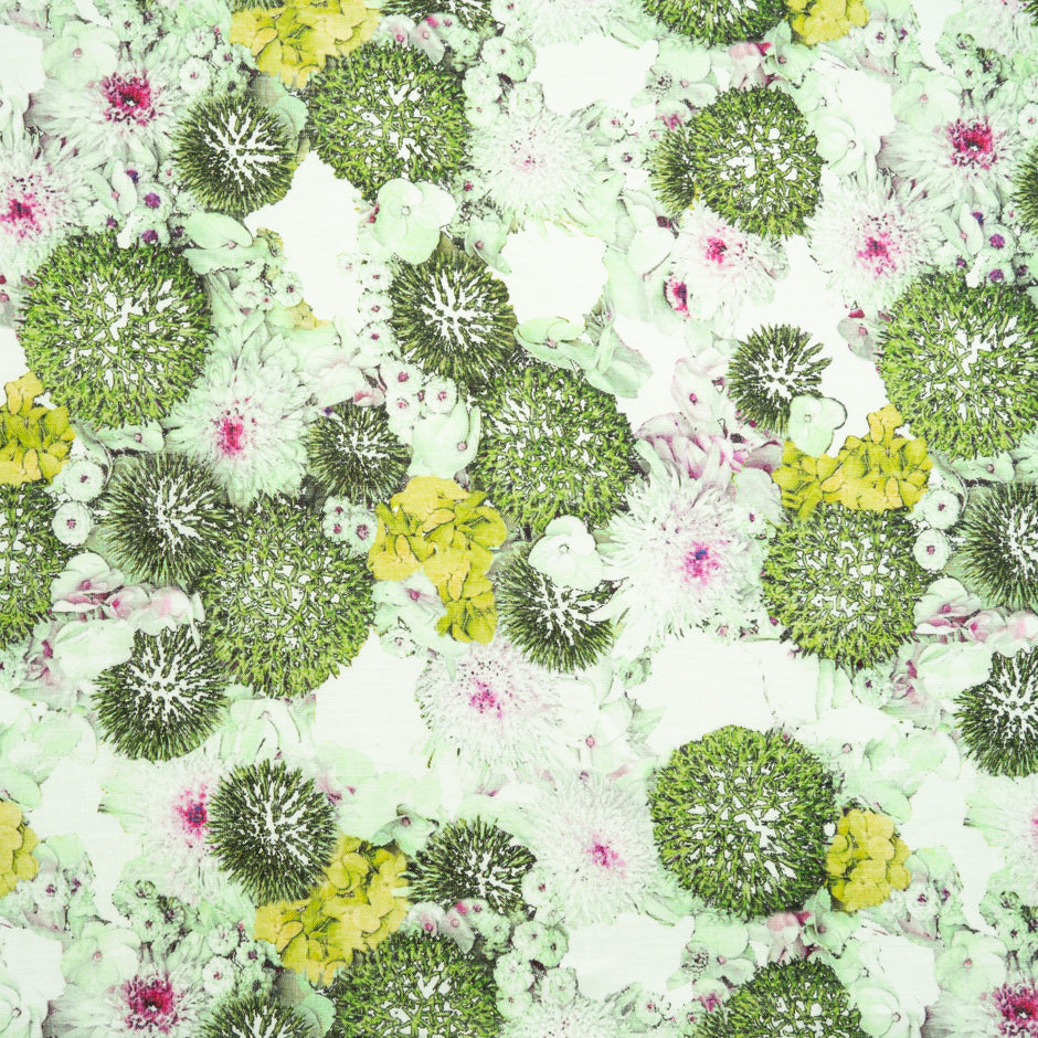 Green Floral Printed Lightweight Linen