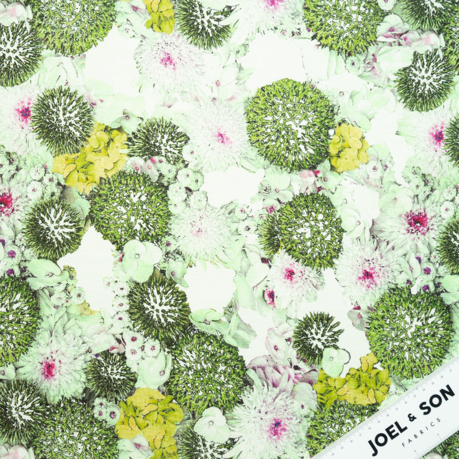 Green Floral Printed Lightweight Linen