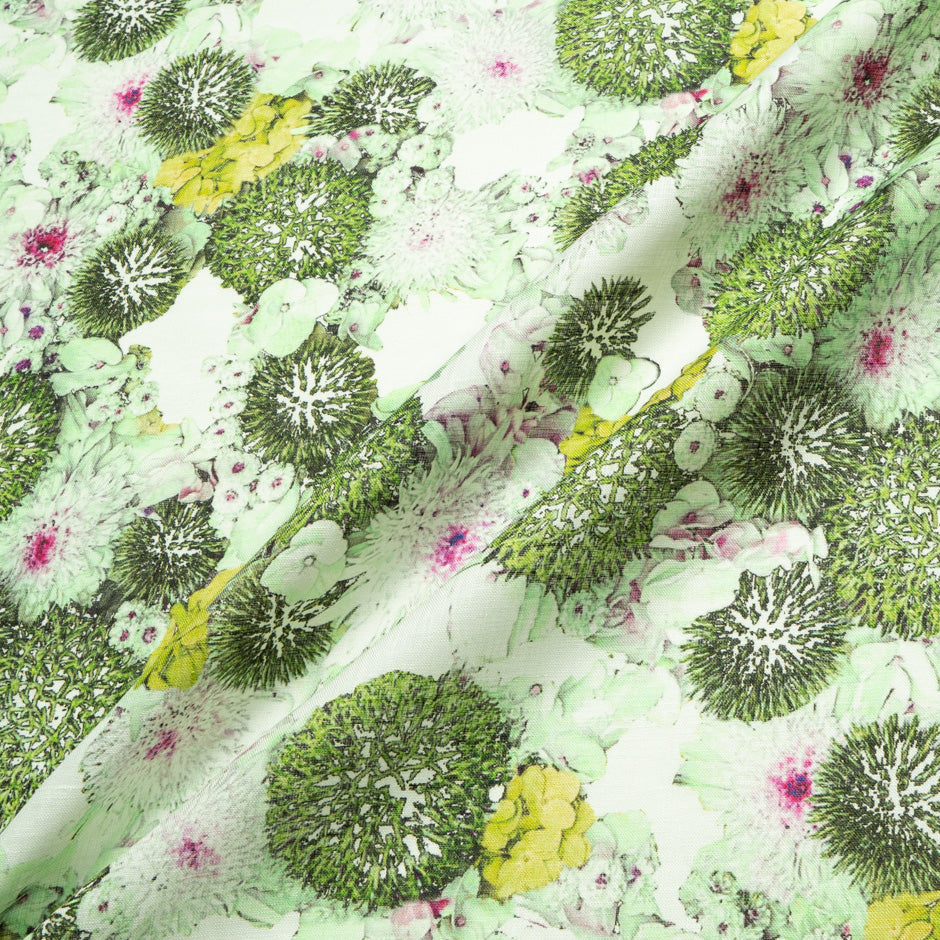 Green Floral Printed Lightweight Linen