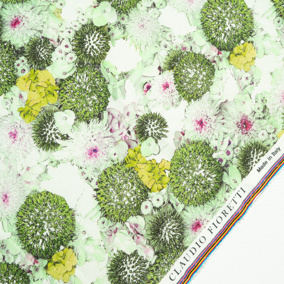 Green Floral Printed Lightweight Linen