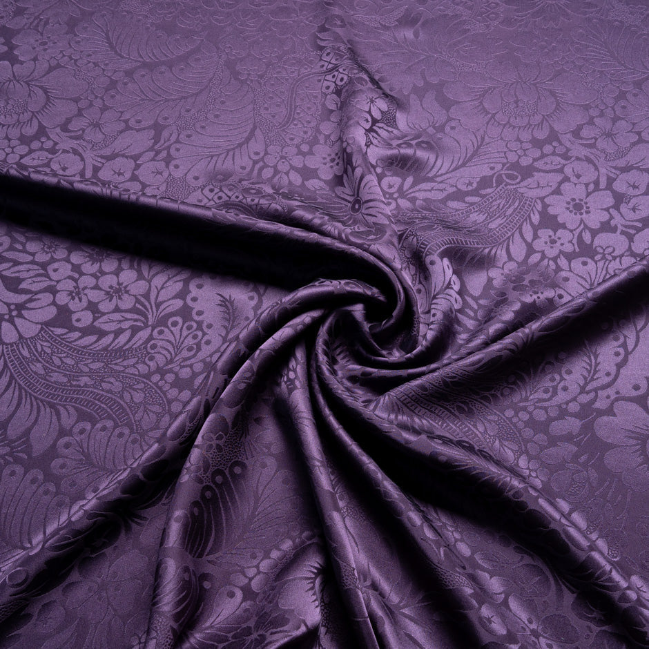 Eggplant Floral Jacquard Pure Silk