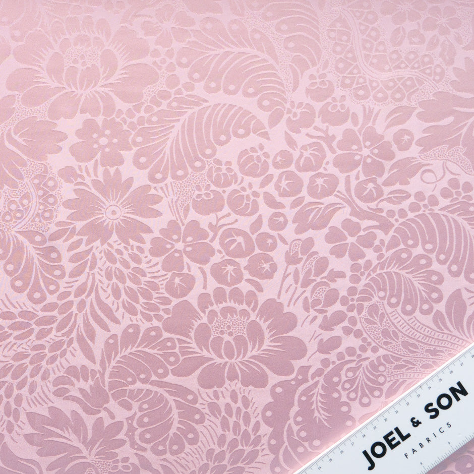 Baby Pink Floral Jacquard Pure Silk