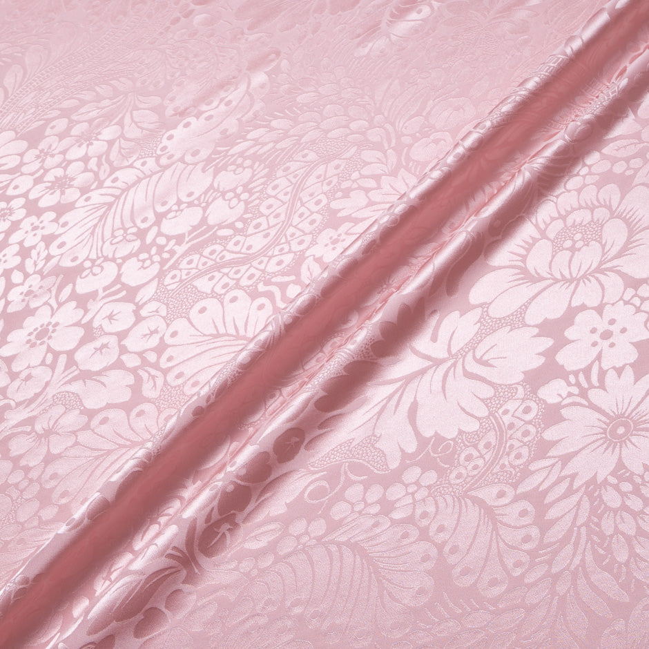 Baby Pink Floral Jacquard Pure Silk