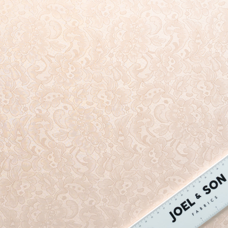 Soft Peach Floral Lace Jacquard Pure Silk