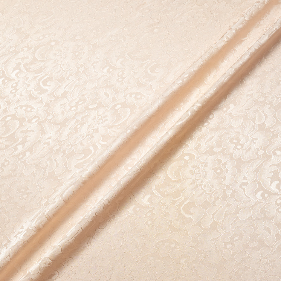 Soft Peach Floral Lace Jacquard Pure Silk
