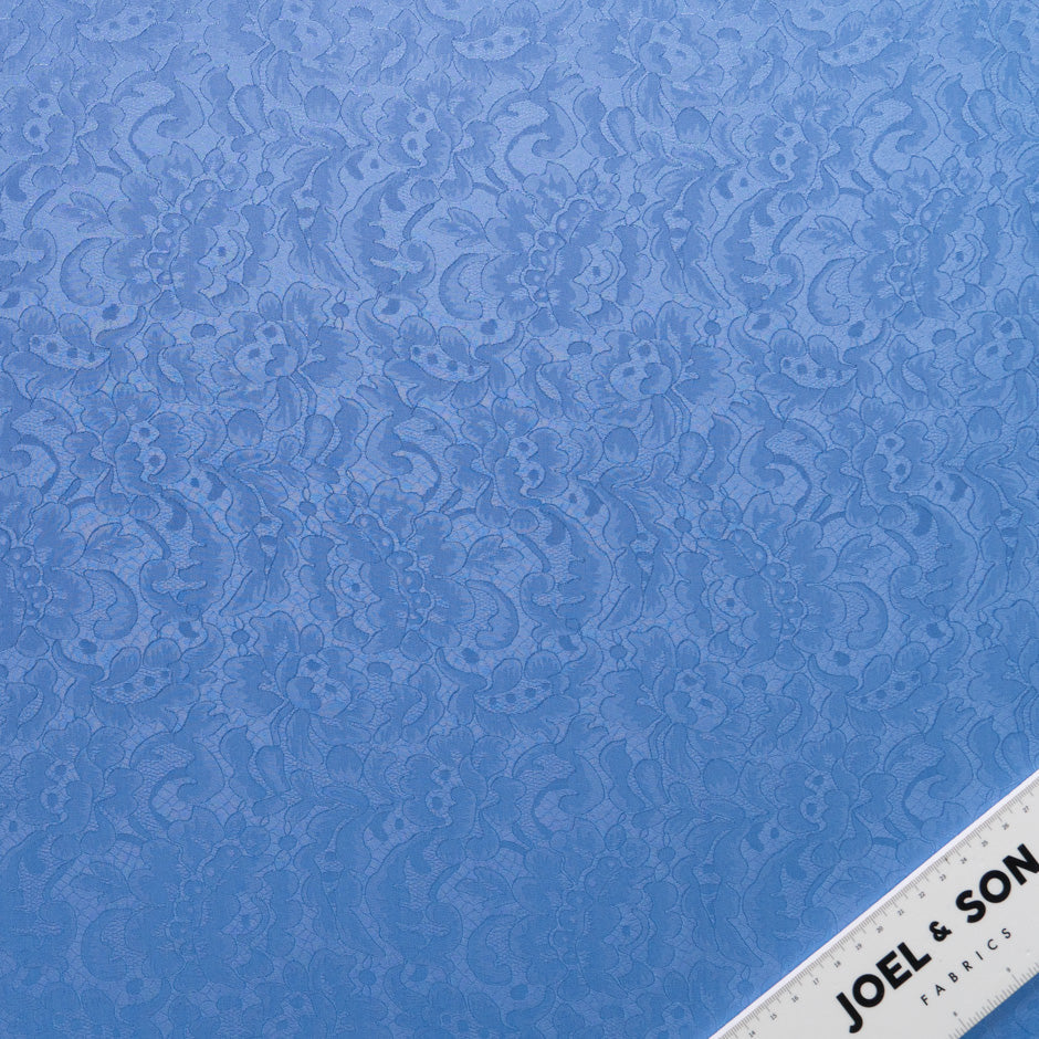 Periwinkle Blue Floral Lace Jacquard Pure Silk
