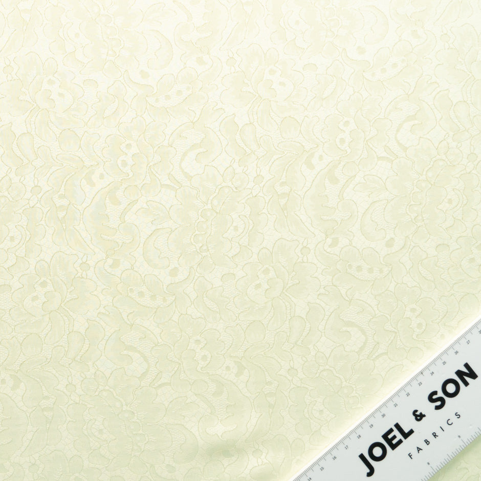 Pale Yellow Floral Lace Jacquard Pure Silk