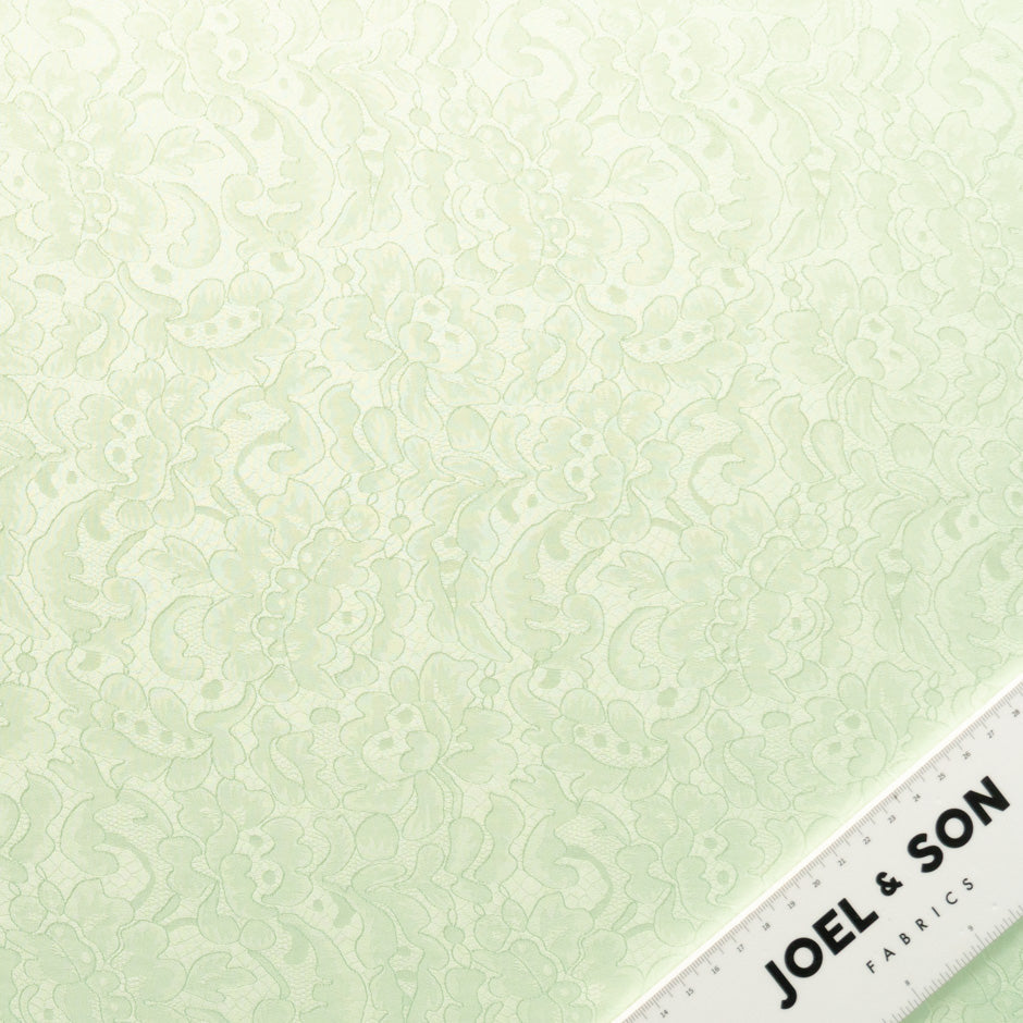 Pale Green Floral Lace Jacquard Pure Silk