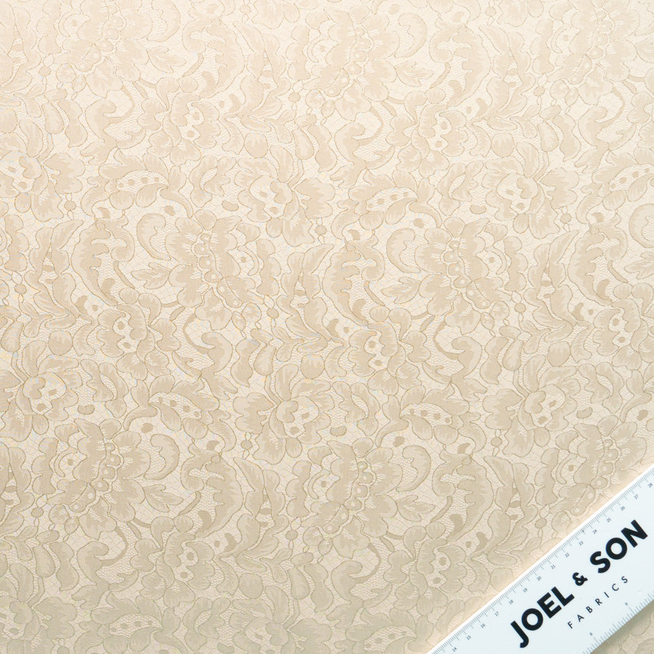 Soft Beige Floral Lace Jacquard Pure Silk
