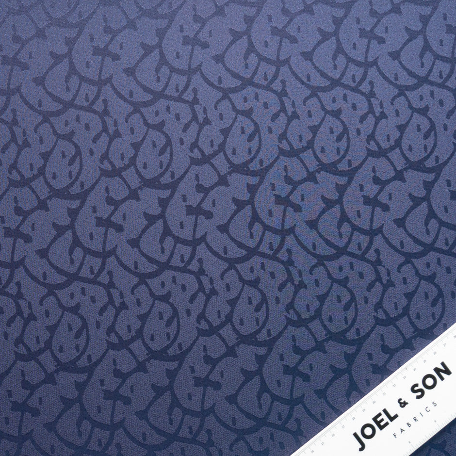 Navy Blue Abstract Jacquard Pure Silk