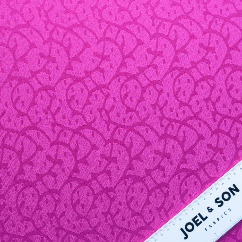 Fuchsia Pink Abstract Jacquard Pure Silk