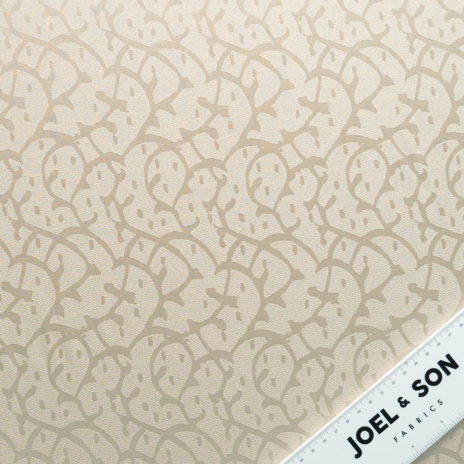 Champagne Beige Abstract Jacquard Pure Silk