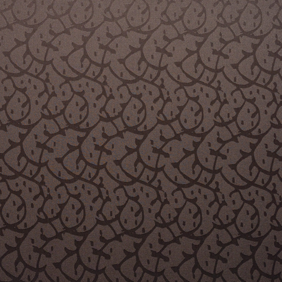 Chocolate Brown Abstract Jacquard Pure Silk