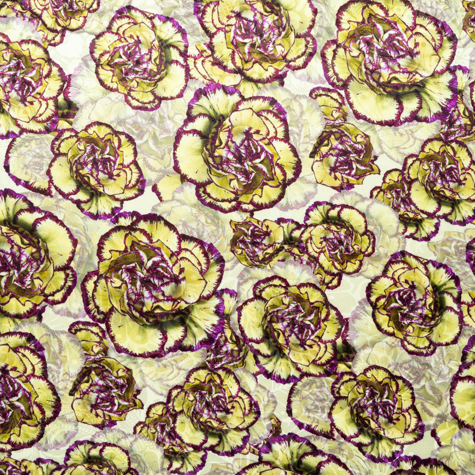 Cabbage Floral Printed Silk Jacquard