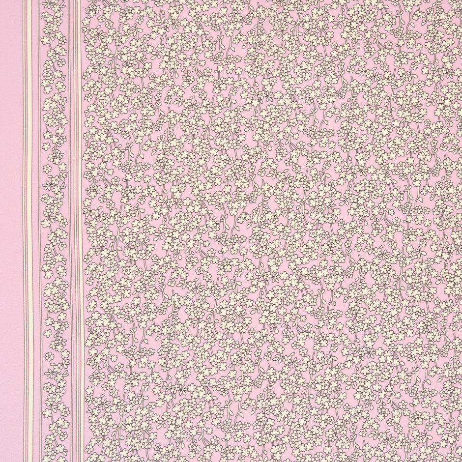 Petite Floral Printed Pink Silk Crêpe de Chine