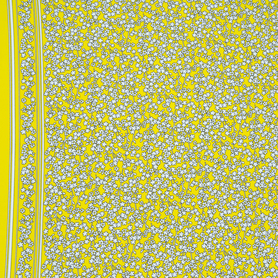 Petite Floral Printed Yellow Silk Crêpe de Chine