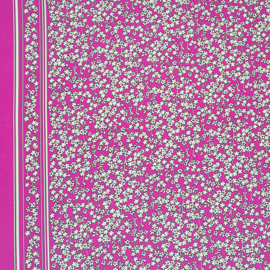 Yellow Floral Printed Pink Silk Crêpe de Chine