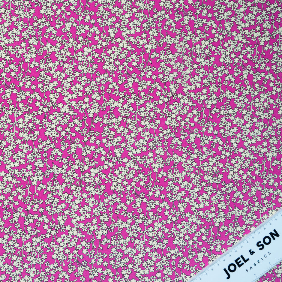 Yellow Floral Printed Pink Silk Crêpe de Chine