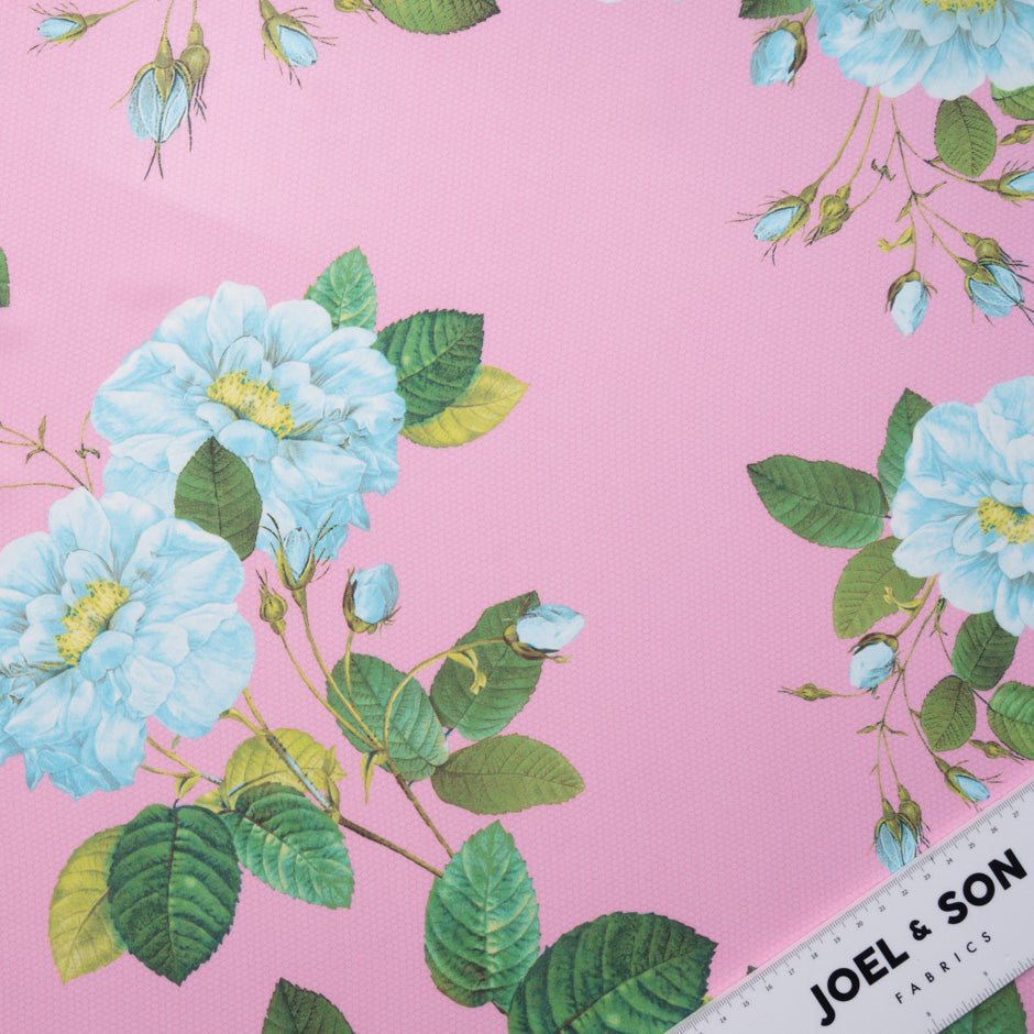 Floral Printed Candy Pink Pure Silk Chiffon