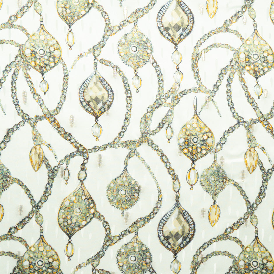 Jewel Printed Metallic Silk Jacquard