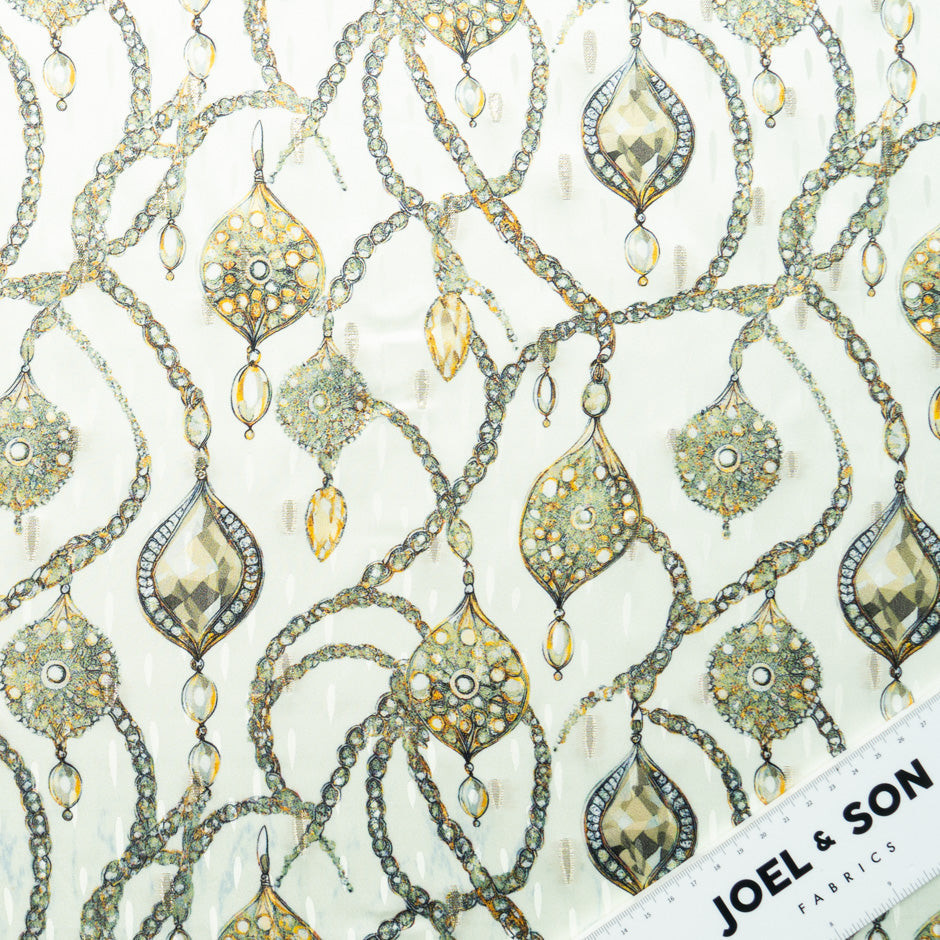 Jewel Printed Metallic Silk Jacquard