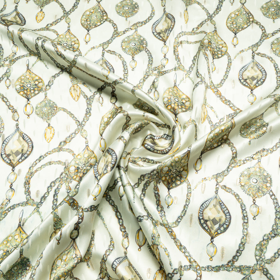 Jewel Printed Metallic Silk Jacquard