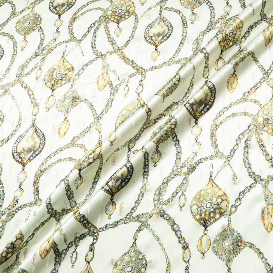 Jewel Printed Metallic Silk Jacquard