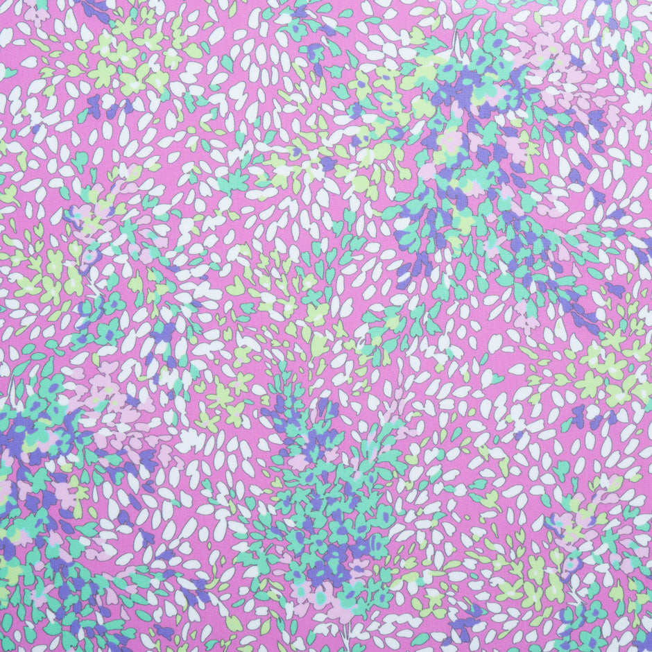 Abstract Leaf Printed Candy Pink Silk Georgette