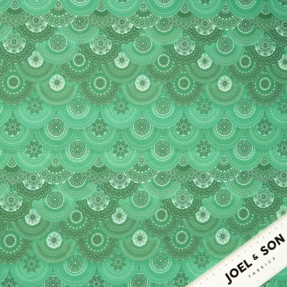 Green Geometric Printed Pure Cotton