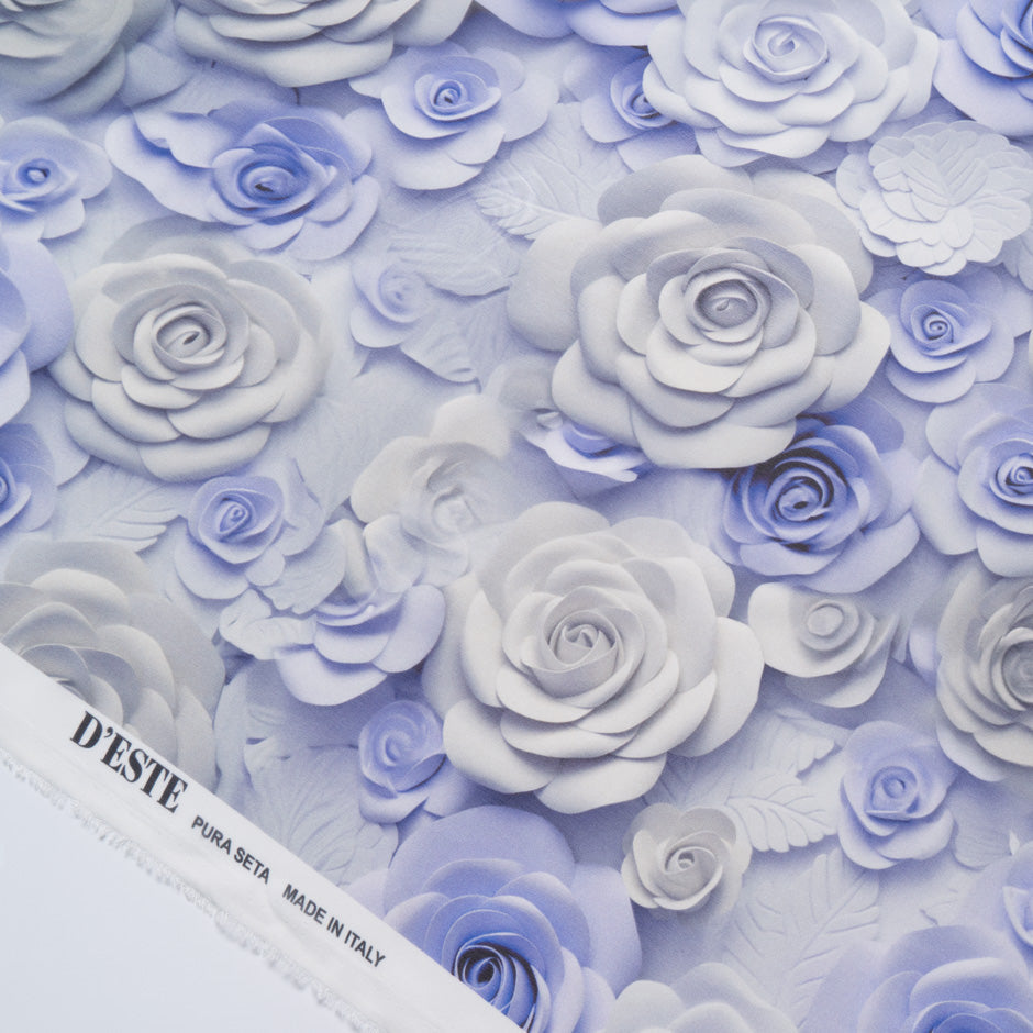 Lilac Floral Printed Pure Silk Georgette