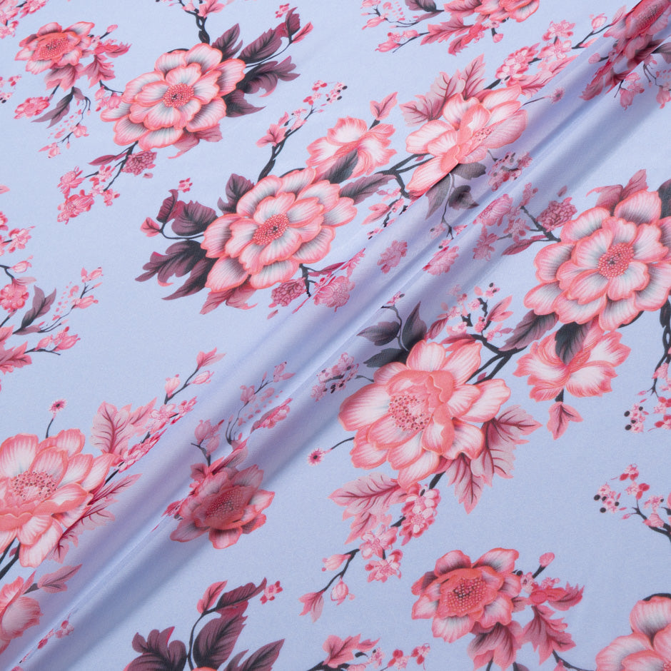 Soft Red Floral Printed Pure Silk Georgette