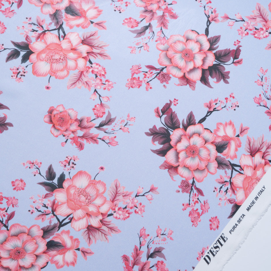 Soft Red Floral Printed Pure Silk Georgette