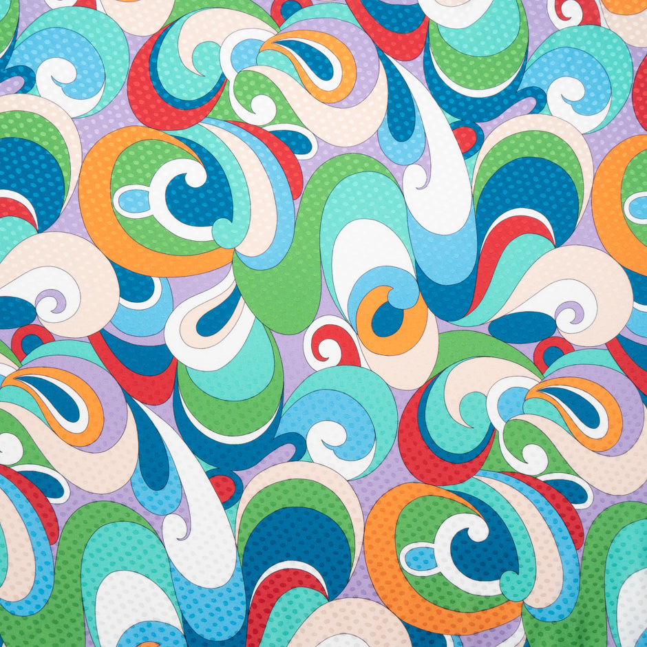 Blue & Multi-Coloured Geo Printed Silk Jacquard