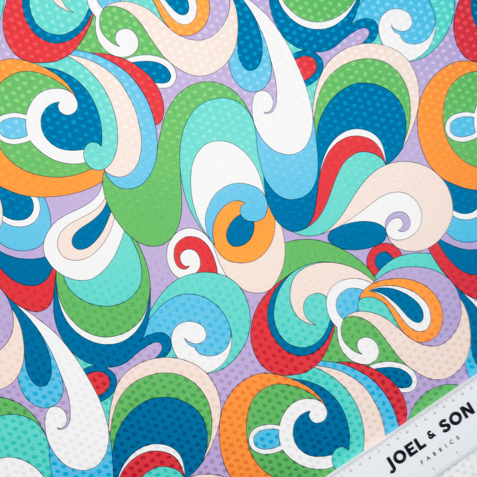 Blue & Multi-Coloured Geo Printed Silk Jacquard