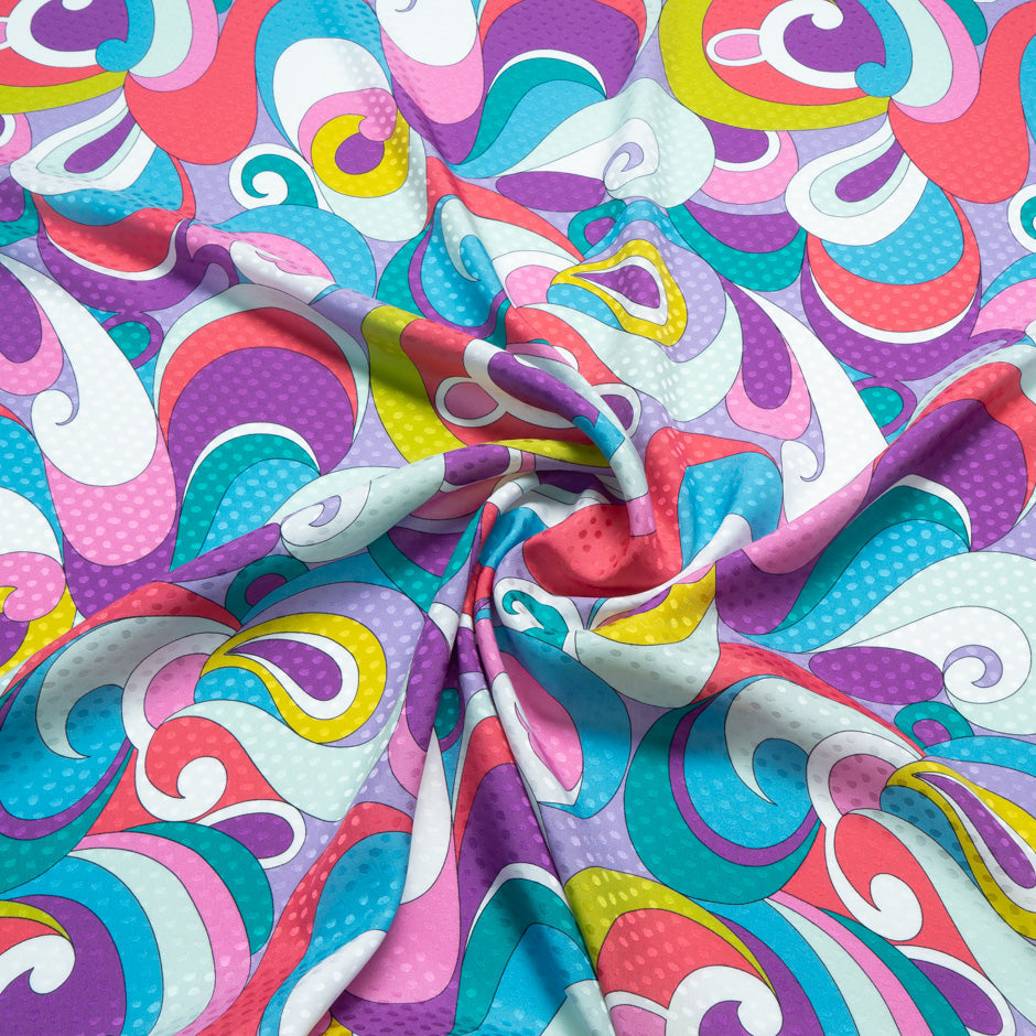 Multi-Coloured Geo Printed Silk Jacquard