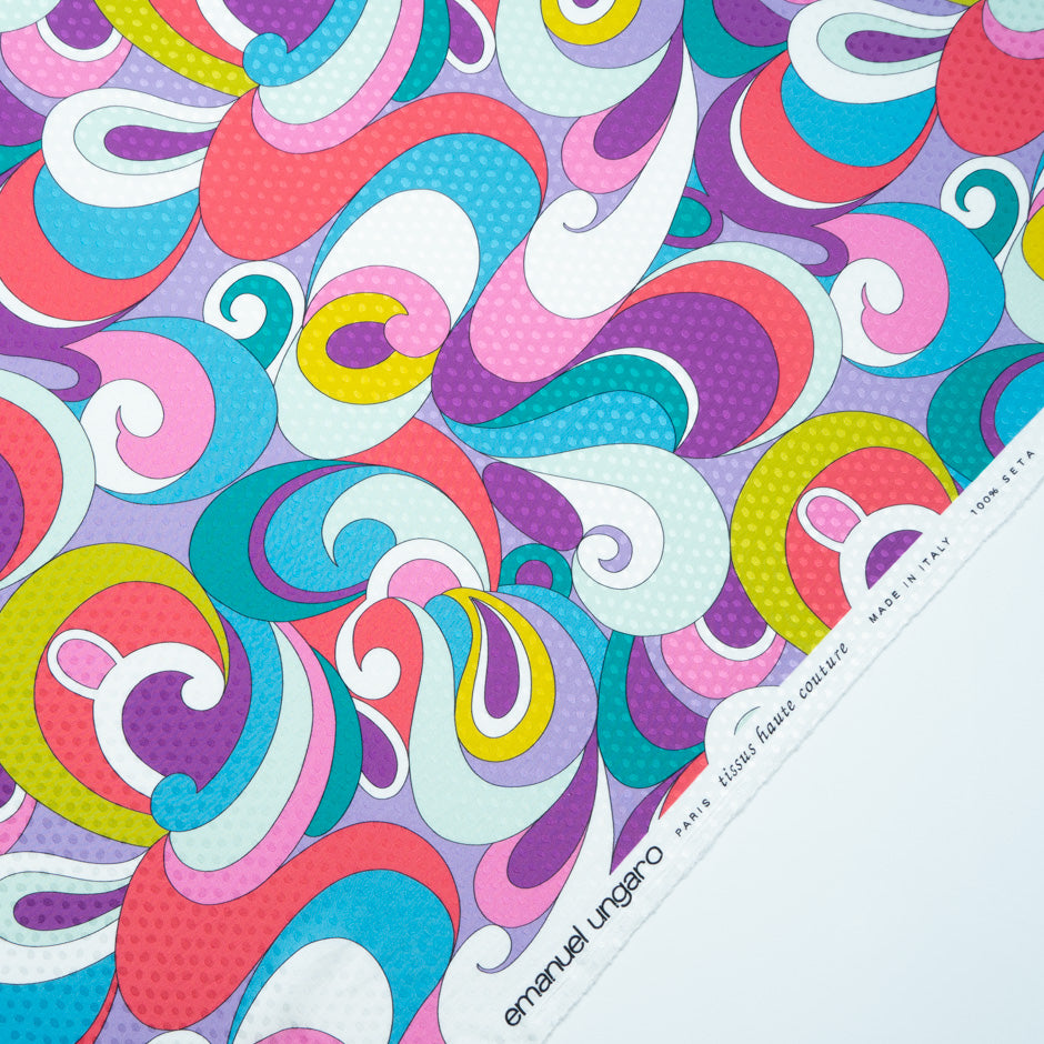 Multi-Coloured Geo Printed Silk Jacquard