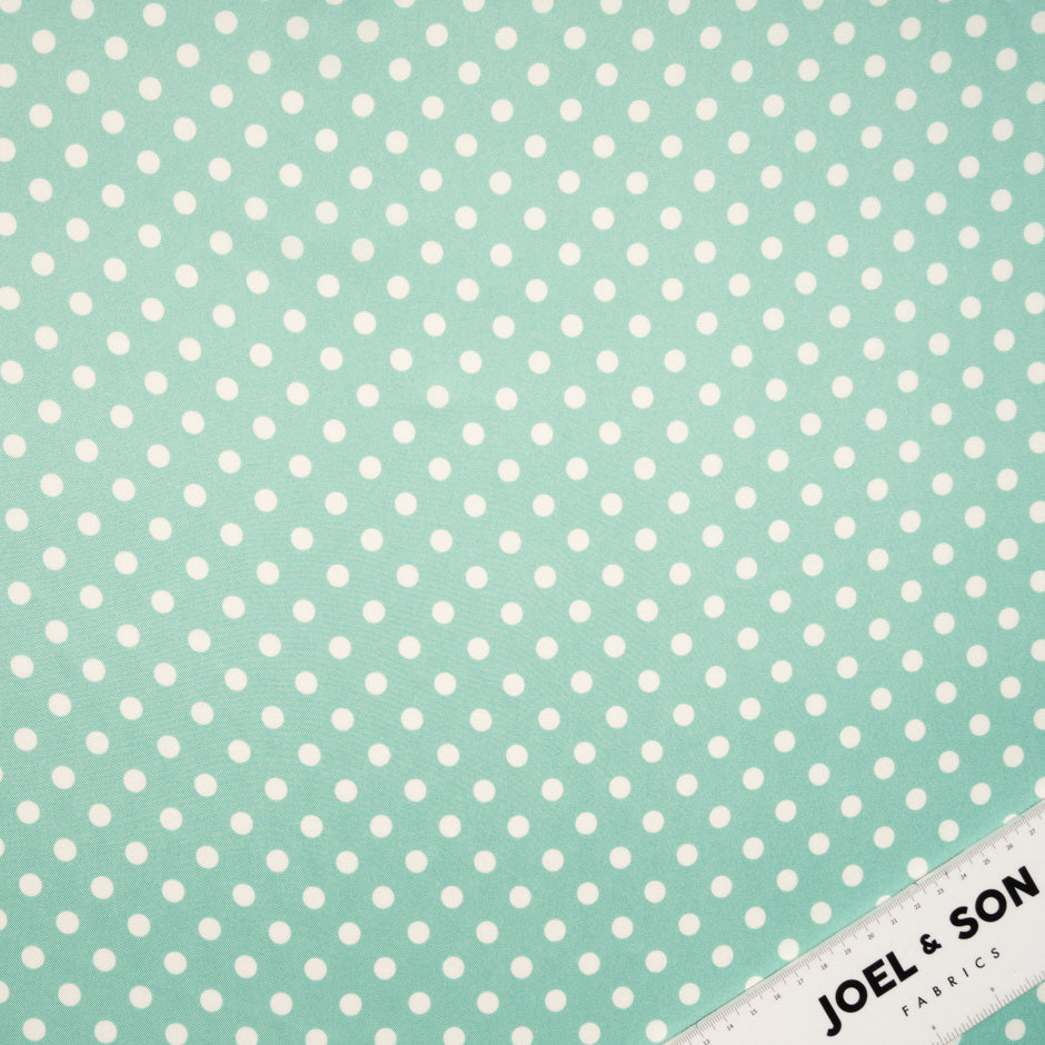 Ivory Spotted Mint Green Pure Silk Twill