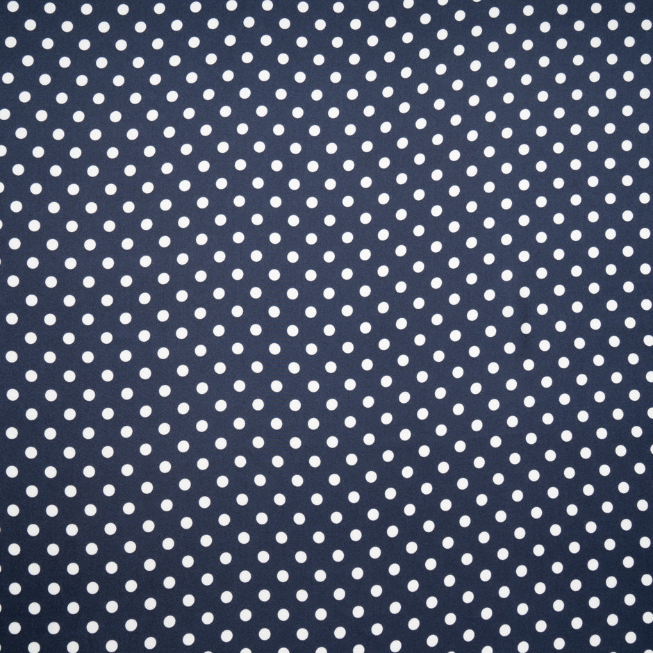 White Spotted Navy Blue Pure Silk Twill