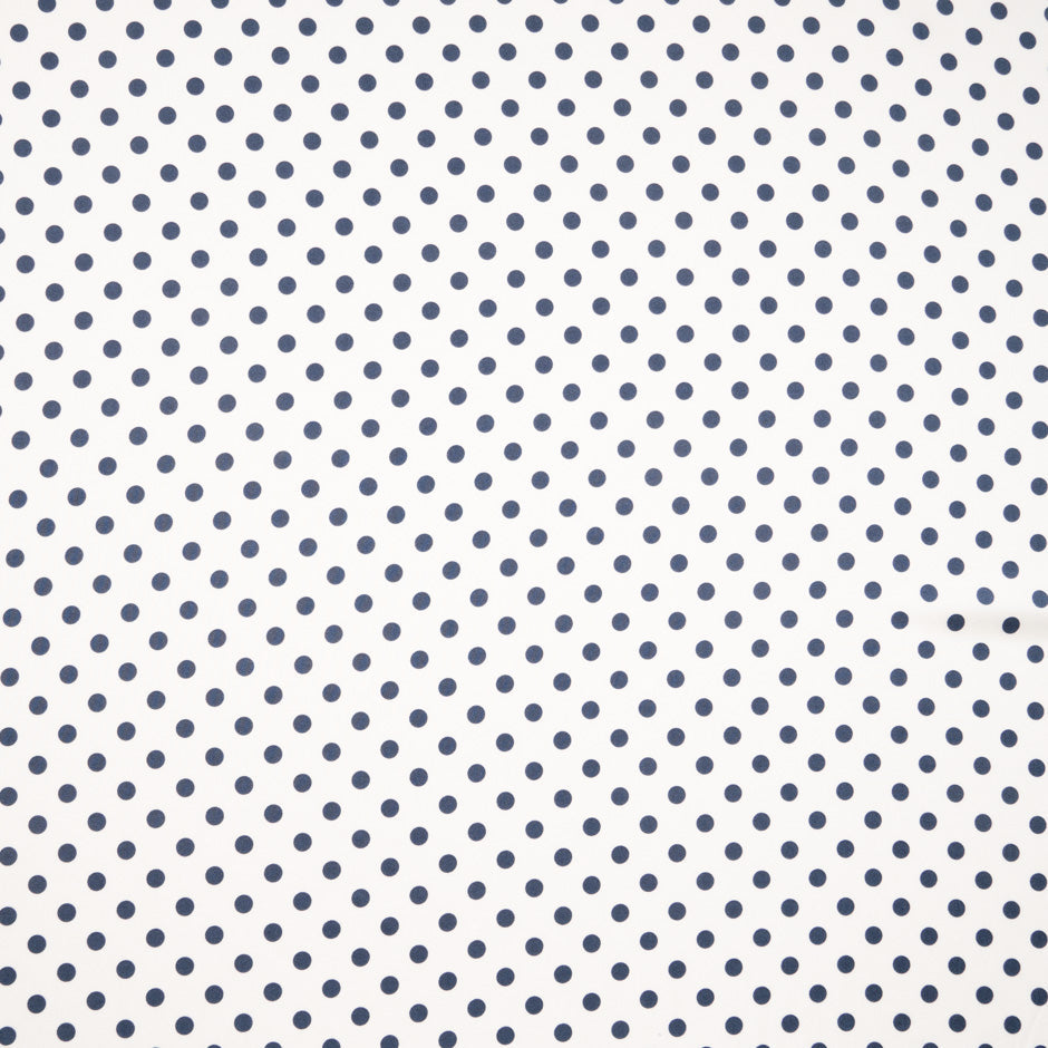 Blue Spotted Ivory Pure Silk Twill