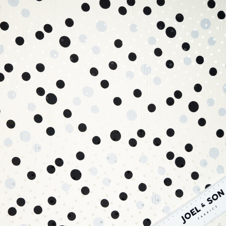 Black & Grey Spotted Cream Pure Silk Jacquard