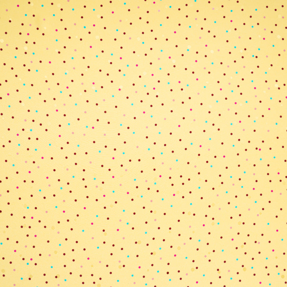 Multi-Coloured Spot Printed Yellow Silk Jacquard