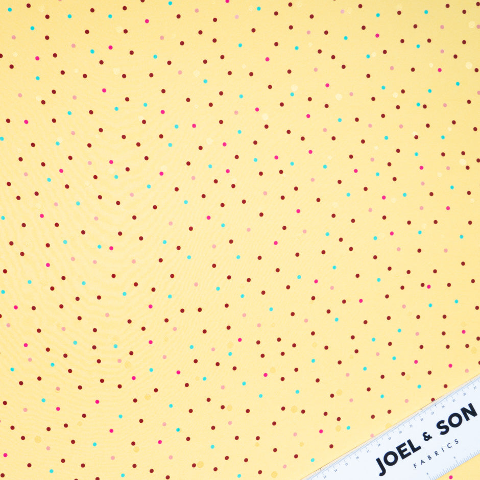 Multi-Coloured Spot Printed Yellow Silk Jacquard