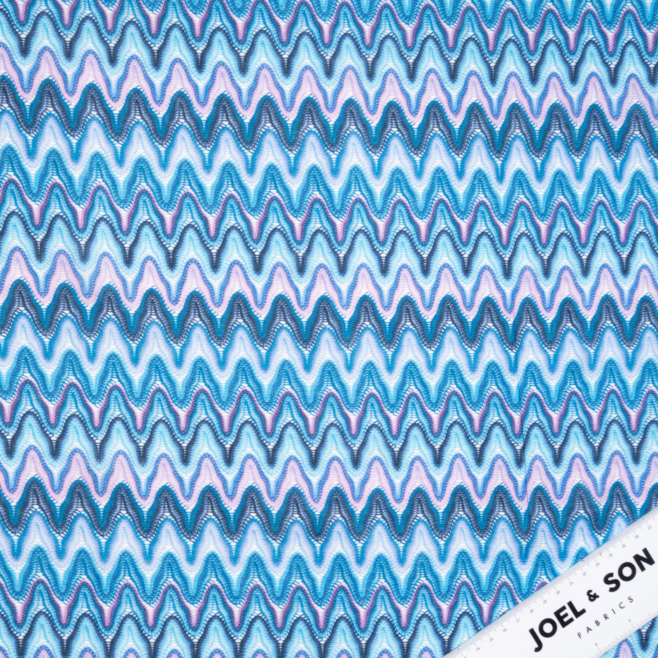 Blue Zig Zag Knit Printed Linen