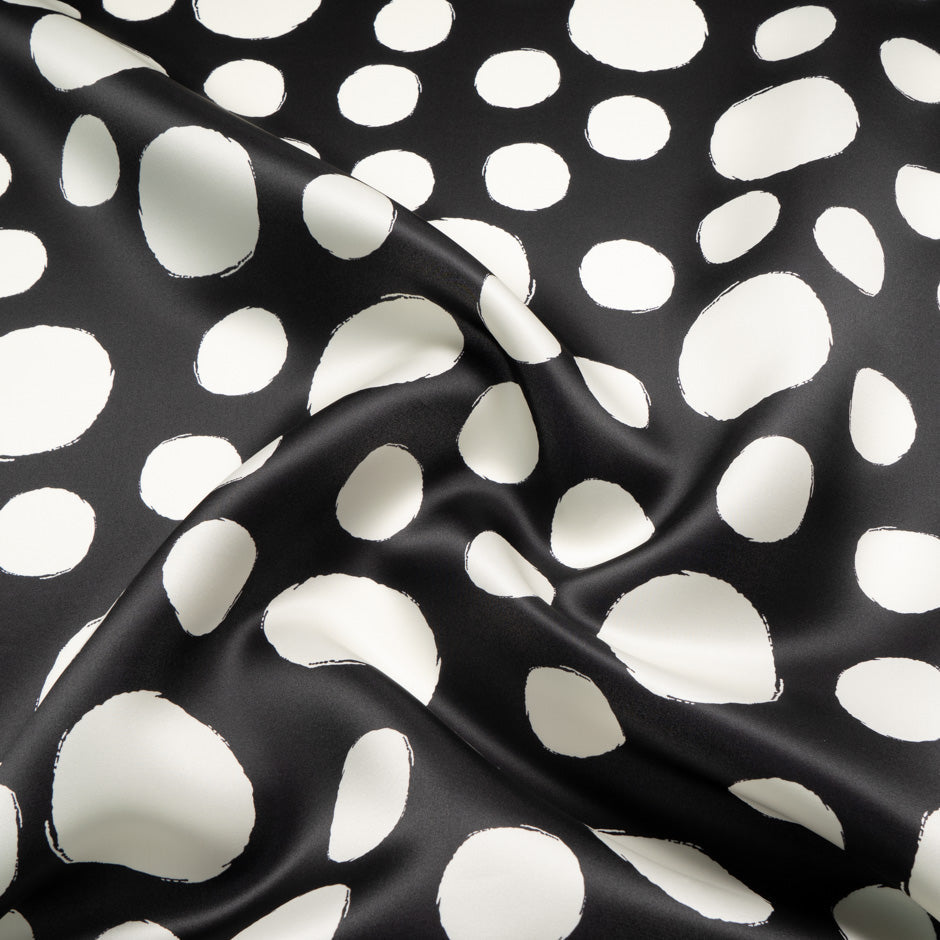 Ivory Spotted Black Silk Organza