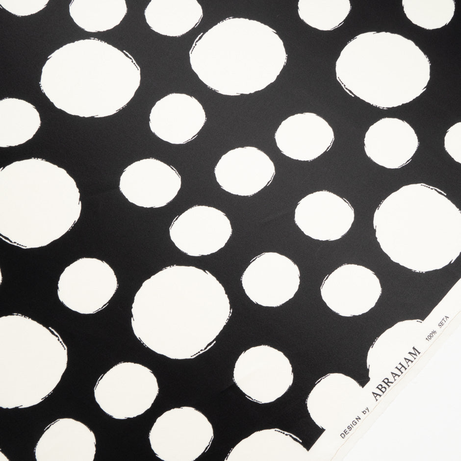 Ivory Spotted Black Silk Organza