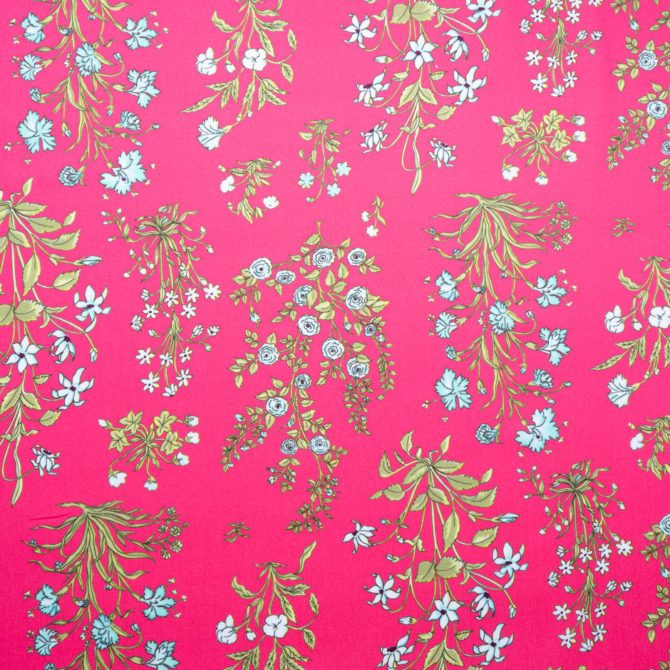Dainty Floral Printed Bright Pink Luxury Cotton