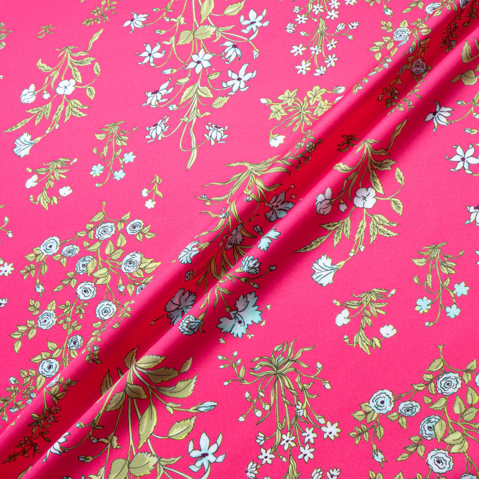 Dainty Floral Printed Bright Pink Luxury Cotton