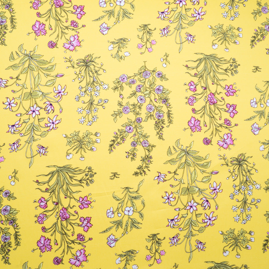 Dainty Pink Printed Yellow Luxury Cotton