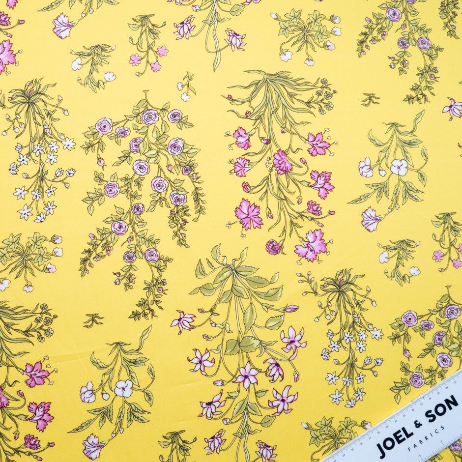 Dainty Pink Printed Yellow Luxury Cotton
